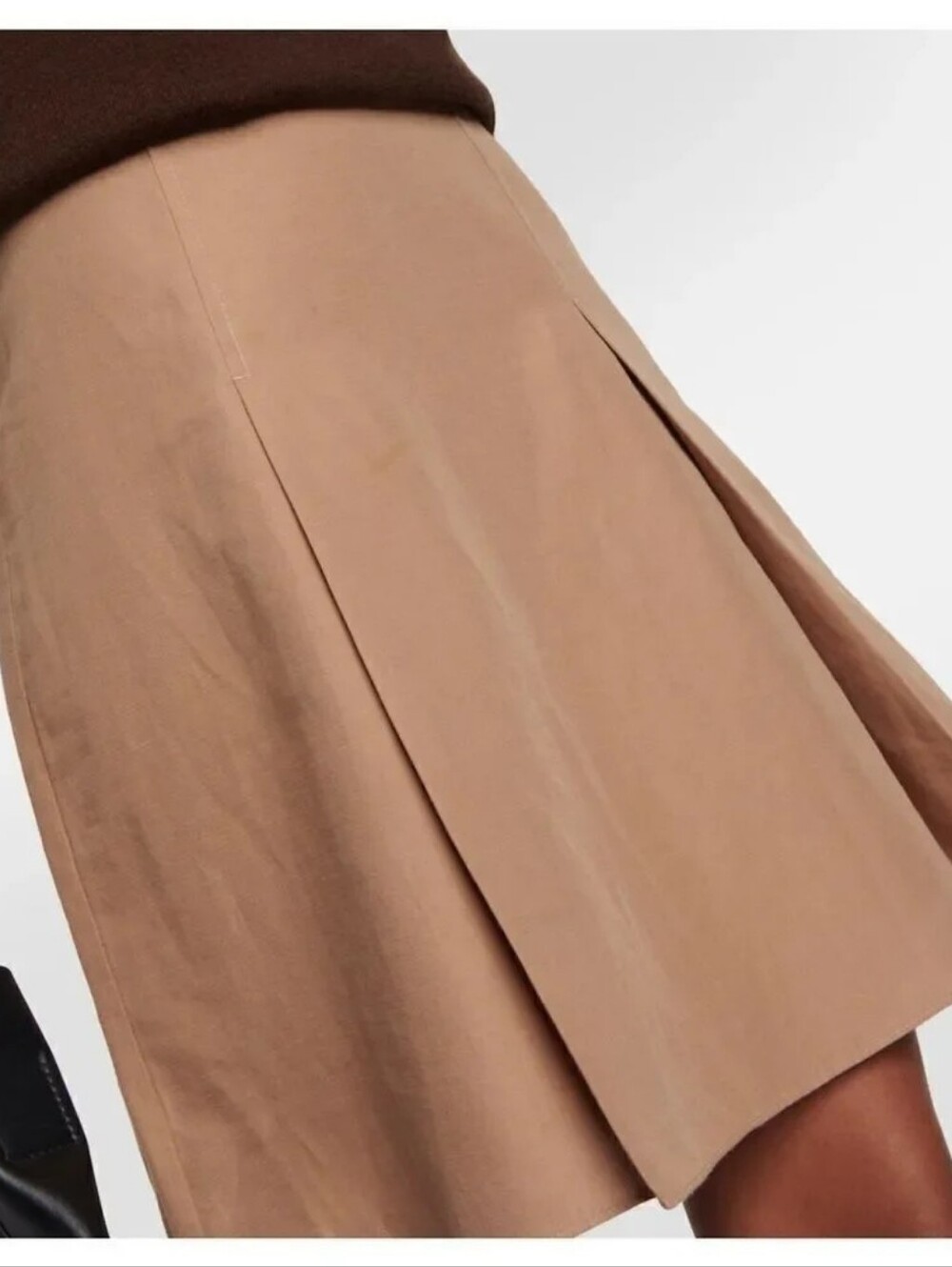 Vince Cotton Blend Pleated Flare Mini Skirt Camel Tan NWOT Size 6 - Picture 3 of 9